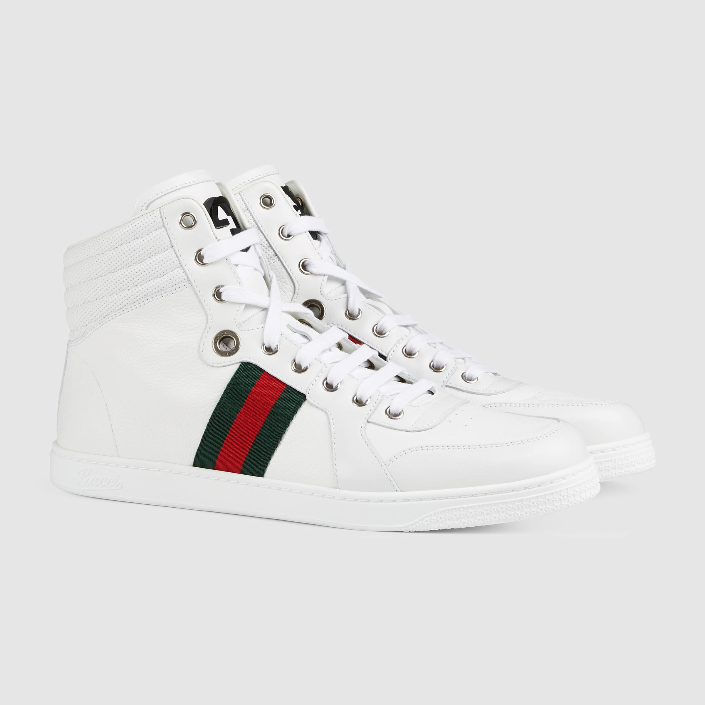 Lyst Gucci Leather Hightop Sneaker in White for Men